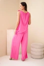 Women's viscose set with an asymmetrical blouse pink
