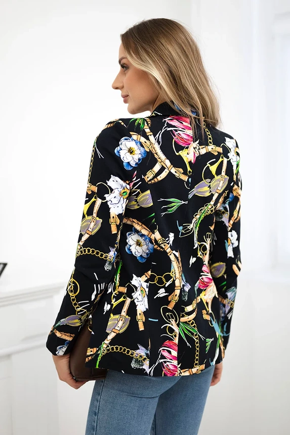 Bedruckte Jacke aus Baumwolle mit Knopf schwarzes+kamel