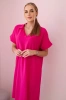 Kleid mit V-Ausschnitt und Kragen Fuchsia