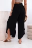Women's viscose trousers with leg slit black