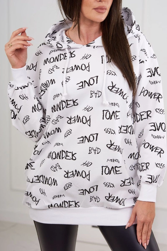 Sweatshirt with inscriptions white