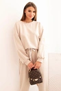 Ladies' butter set with a loose sweatshirt and pants with the word LOVE beige