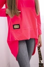 Sweatshirt with long back and hood pink neon