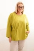 Dámská blůza Plus Size s bavlnou, kapsou a ohrnutým rukávem kiwi
