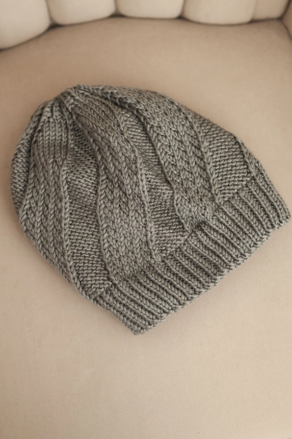 Women's winter hat with wool dark gray