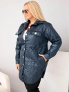 Plus Size quilted women's jacket with collar and pockets navy