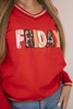 Women's sweatshirt with a sequin inscription red
