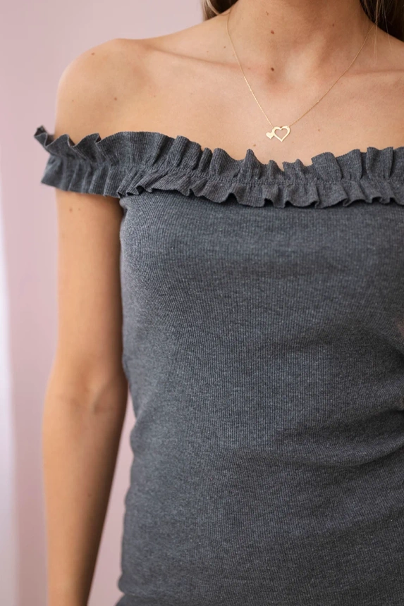 Spanisches Kleid mit Rüschen graphit