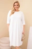 Dámská bavlněná sukýnka Plus Size s ohrnutým rukávem a kapsami bílá
