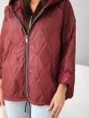 Women's quilted jacket with a hood plum