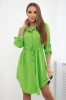 Dress with button closure and tie at the waist bright green