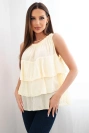 Women's cotton off-the-shoulder blouse with ruffles sleeveless yellow
