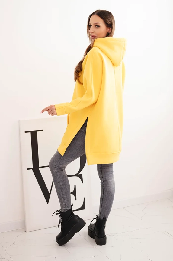 Insulated sweatshirt with side slits yellow