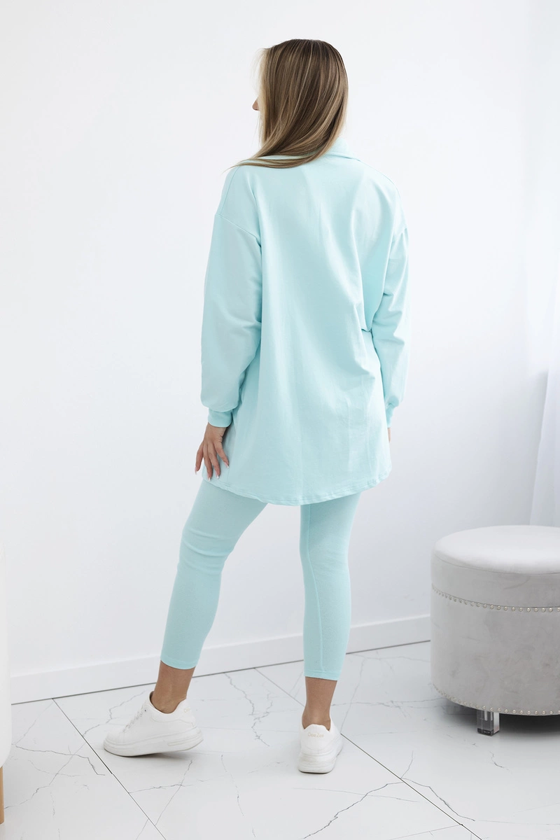 Komplet 3-częściowy bluza, top i legginsy miętowa zdjęcie 4