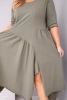 Dámska bavlnená sukňa Plus Size s asymetrickým spodkom khaki