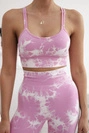 Fitness set top +legíny push up svetloružová + ecru