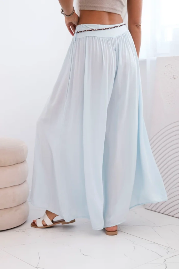 Damenhose aus Viskose mit weitem Bein blau