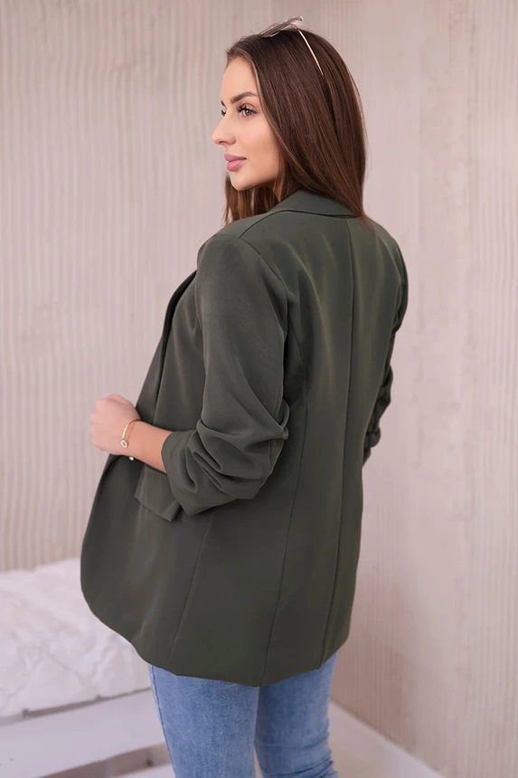 Elegant jacket with lapels khaki