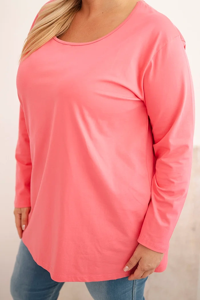 Dámska blúzka Plus Size s lodičkovým výstrihom ružová