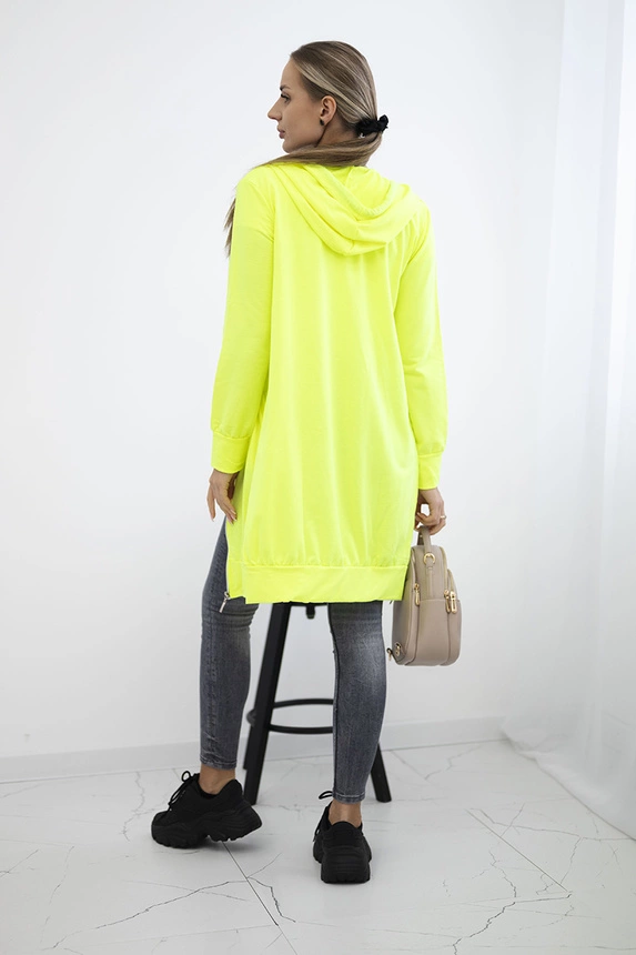 Kleid Sweatshirt mit Kapuze gelb neon