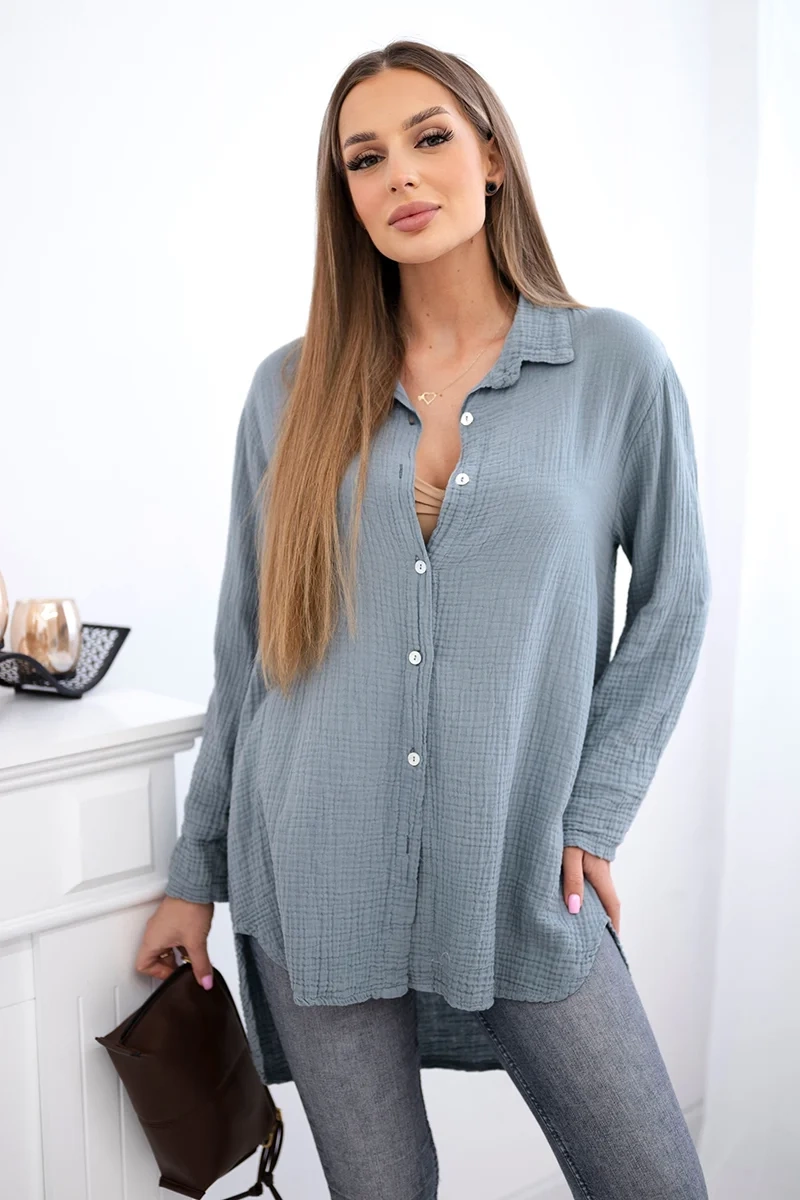 Koszula bawełniana muślinowa Plus Size ciemno szara Maddie zdjęcie 1