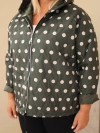 Dámská bunda Plus Size s kapucí v puntíky khaki