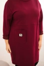 Dámská suknička Plus Size s kapsou a rukávem 3/4 máslová švestková