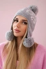 Women's long eared cap Balbina K381 light grey