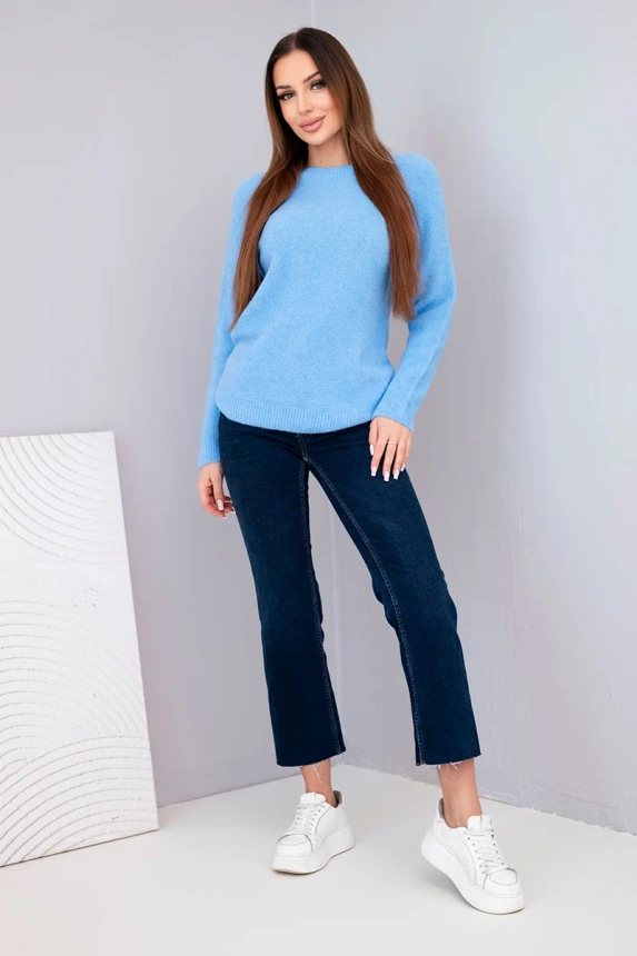 Women's sweater made of baby alpaca with long sleeves blue