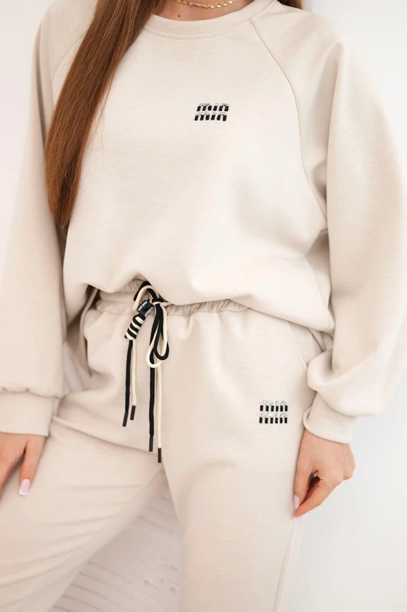 Damen-Set aus Viskose mit Hoodie und Hose beige