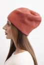 Czapka damska wełniana klasyczna gładka beanie K420 ruda