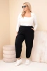 Damen Baumwollhose Plus Size mit lockerer Passform und hohem Bund schwarz