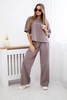 Punto-Set Bluse + Hose mit weitem Bein fango