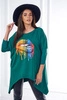 Oversize-Bluse mit Regenbogen-Lippen-Print dunkelgrün