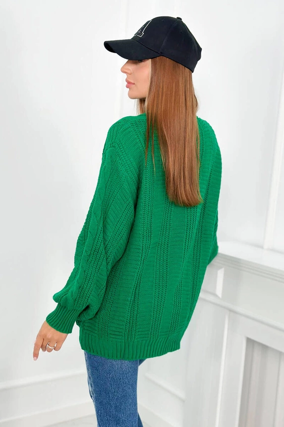 Button-Down-Pullover mit Puffärmeln grün