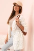 Ladies' openwork cardigan with pockets ecru