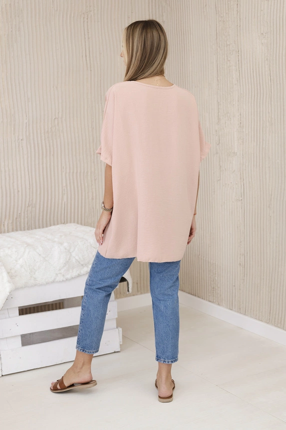 Oversize-Bluse mit Anhänger dunkles Puderrosa