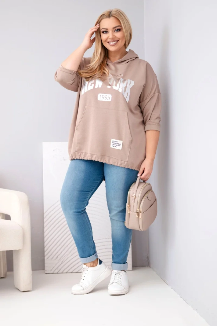 Women's plus-size viscose hoodie with kangaroo pocket fango