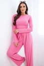 Damen-Set aus Viskose mit Bluse und weit geschnittenen Hosen rosa