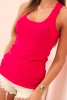Women's sleeveless cotton top with a round neckline fuchsia