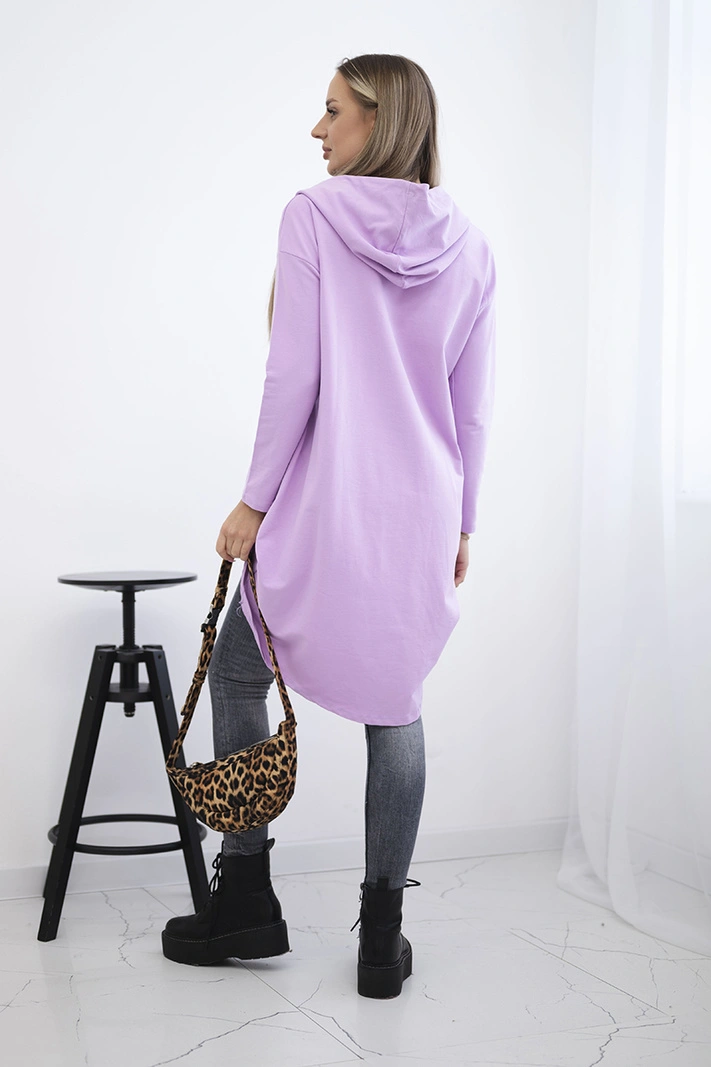 Sweatshirt mit langem Rücken und Kapuze dunkel lila