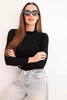 Women's cashmere blouse with a delicate turtleneck and long sleeves black