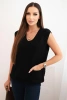 Women's sleeveless viscose sweater with pockets and V-neck black