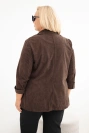 Damenjacke Plus Size aus Cord mit Revers und Taschen braun