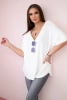 V-neck sweater blouse ecru