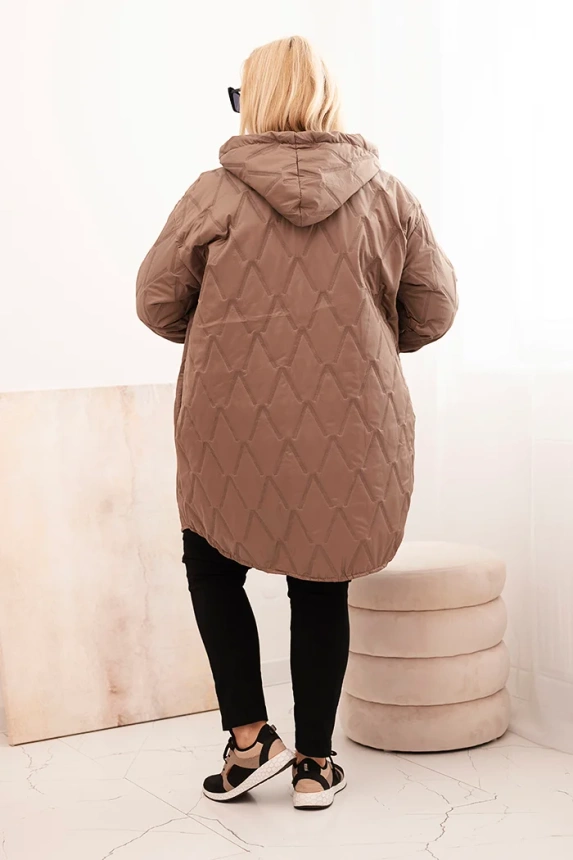 Women's Plus Size quilted jacket with a hood and the inscription HOPE fango