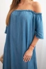 Women's dress with short sleeves and frill dark denim