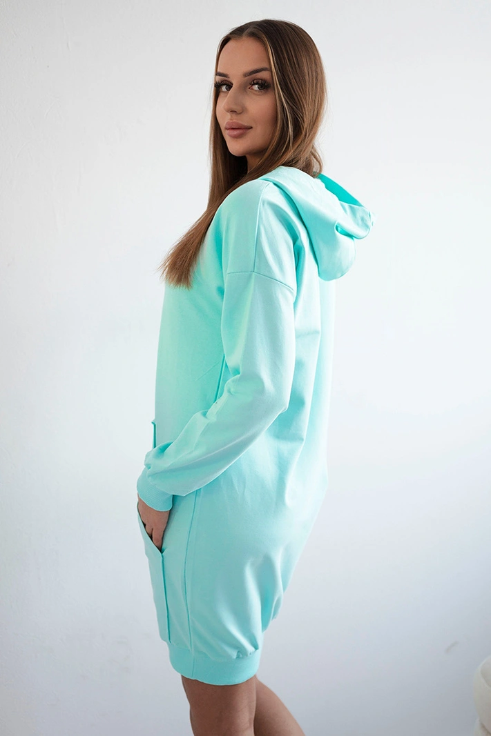 Kleid mit Kapuze in mint