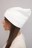 Women's winter hat with decorative flower and rhinestones K400 white