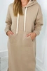 Long dress with a hood light beige